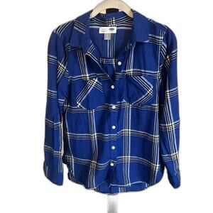 Old Navy Blue And Black White Flannel Shirt Size Small